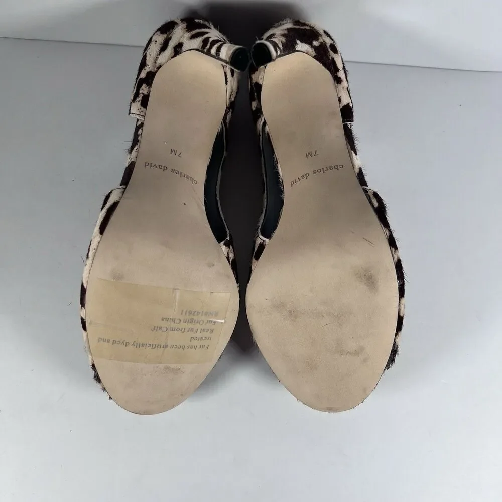 Charles David Leopard Calf Hair D'Orsay Peep Toe Stiletto Pumps Women's Size 7 - Picture 7 of 9